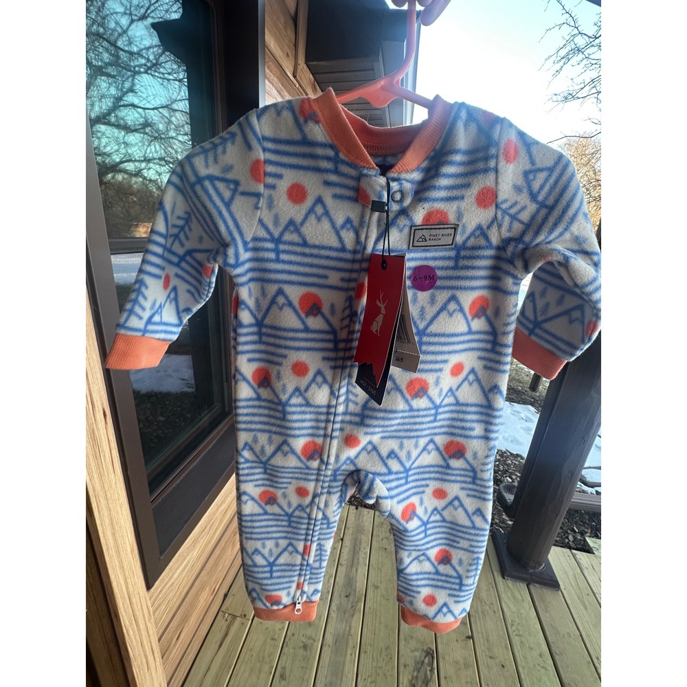 NEW Jack + Sage Summit Serenity‎ Kids Fleece Onsie | Neutral Mountain | SZ 6-9M